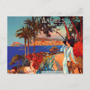 Antike Reisepostkarte von Antibes Cote D'Azur Postkarte
