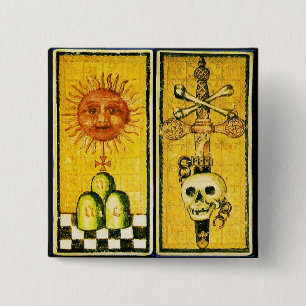 ANTIKE RENAISSANCE TAROTS/THE SUN , ACE OF SWORDS BUTTON