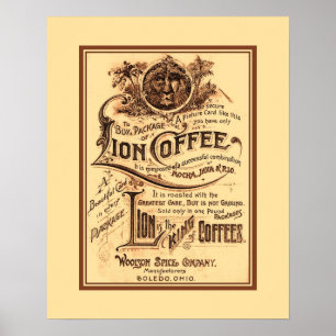 Antike restaurierte Lion Coffee-Werbung Poster