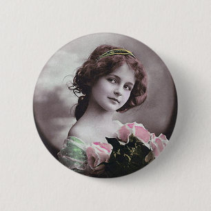 Antike Retro-Frauen Französische Viktorianische Fr Button