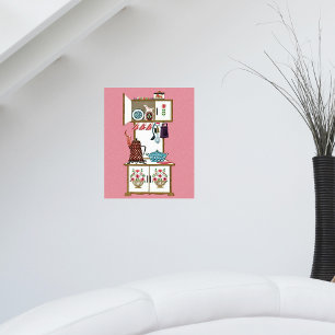 Antike Retro-Küchenherd-Kaffeekanne im Vintage-Sti Poster