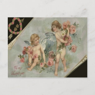 Antike Retro viktorianische Cherubim Valentinskart Feiertagspostkarte