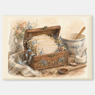 Antike Rezeptbox Landhausküche Magnet