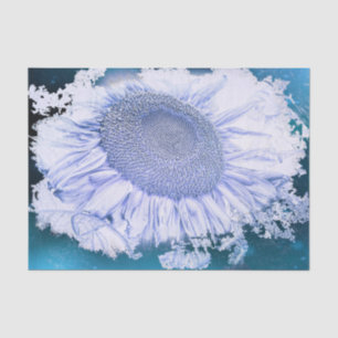 Antike Riesen-Sonnenblumen lila blau Vignette Seidenpapier