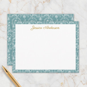 Antike Rococo-Blumen Florale Personalisierte Name Mitteilungskarte