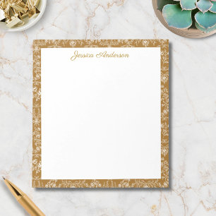 Antike Rococo-Blumen Florale Personalisierte Name Notizblock