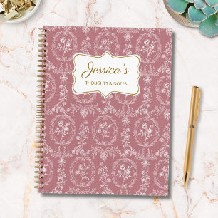 Antike Rokoko-Blumen Florale Personalisierte Name Notizbuch