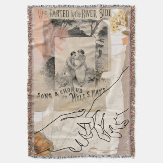 Antike romantische Blumen-Ephemera-Collage Riversi Decke