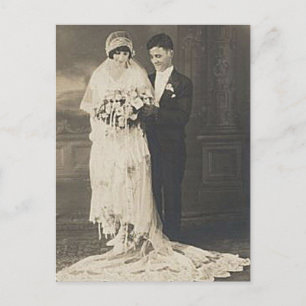 Antike romantische Braut und Bräutigam Fotos Postkarte