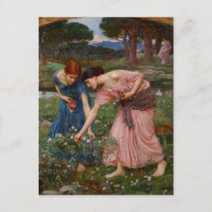 Antike Romantische Gartendamen Präraffaelitisch Postkarte