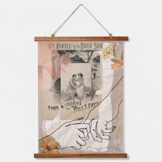 Antike romantische Wandteppich-Collage im Vintage- Wandteppich Mit Holzrahmen