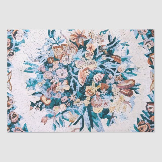 Antike römisch-italienische Blumenmosaik Seidenpapier (Vorderseite)