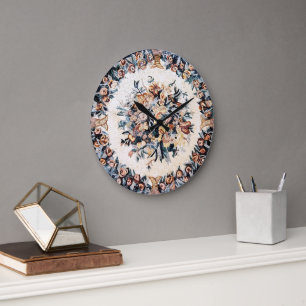 Antike römisch-italienische Elegant Blumenmosaik B Große Wanduhr