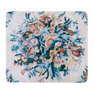 Antike römisch-italienische Elegante Blumenmosaik Schneidebrett
