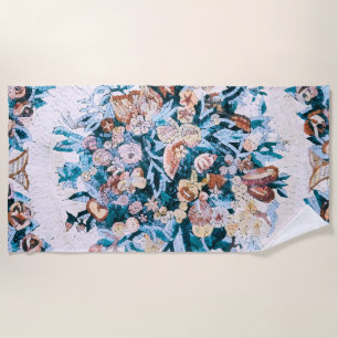 Antike römisch-italienische Elegante Blumenmosaik Strandtuch