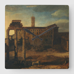 Antike römische Architektur Römische Ruinen Quadratische Wanduhr