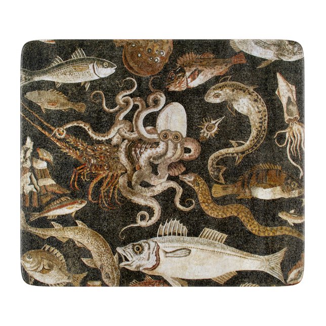 Antike römische Mosaik Pompeii Sea Life Steinmosai Schneidebrett (Vorderseite)