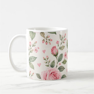 Antike rosa Aquarell-Rosen Floral nahtlos Kaffeetasse
