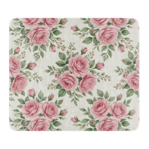 Antike rosa Aquarell-Rosen florales Nahtlosmuster Schneidebrett