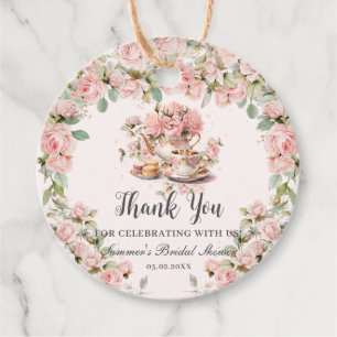 Antike rosa Blumen Hoch Tee Party Braut Dusche Geschenkanhänger