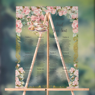 Antike rosa Blumen-Teeparty-Baby-Braut-Sitzordnung Acrylschild