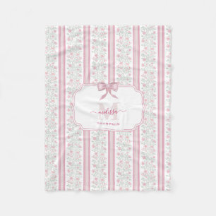 Antike rosa florale Wildblumen Coquette Schleife Fleecedecke