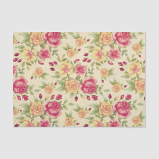 Antike rosa gelbe Rosenblüten Seidenpapier