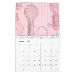 Antike rosa Glühbirnen Retro-Liebhaber Elektriker Kalender