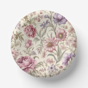 Antike rosa lila Blumen-Papier-Schale Pappteller