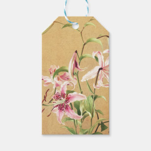 Antike rosa orientalische Lilie botanische Blumenk Geschenkanhänger