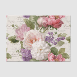 Antike Rosa Pfingstrose und Flieder Flora Seidenpapier
