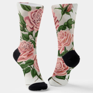 Antike rosa Rose botanische Cottagecore-Kunst Socken