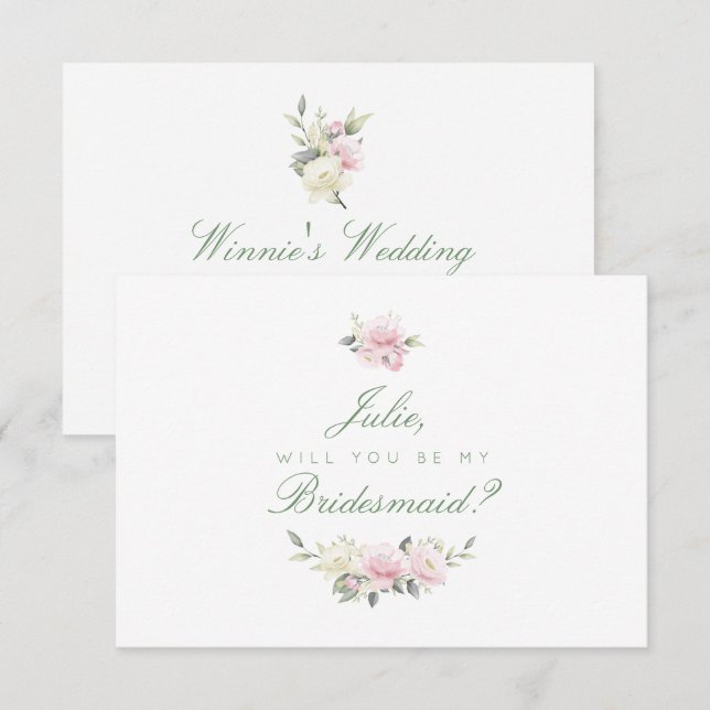 Antike rosa Rose Bridesmaid Card Einladung (Vorne/Hinten)