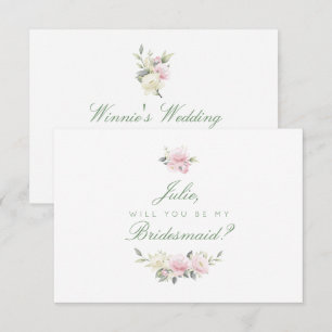 Antike rosa Rose Bridesmaid Card Einladung