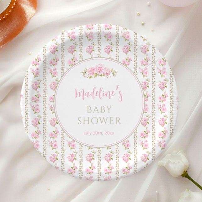 Antike rosa Rose Pappteller (Von Creator hochgeladen)