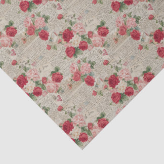 Antike rosa Rose & Schrift Tissue-Papier Seidenpapier
