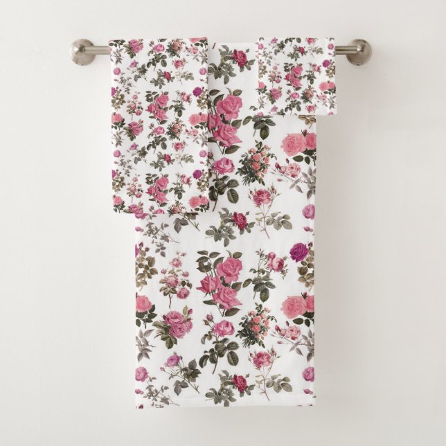 Antike rosa Rosen Badhandtuch Set (Insitu)