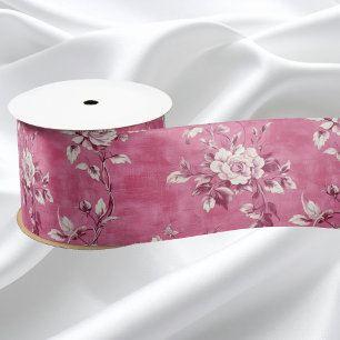 Antike rosa Rosen Blumen Chinesische Decoupage Satinband