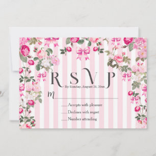 Antike rosa Rosen Coquette Bogen Streifen Einladung