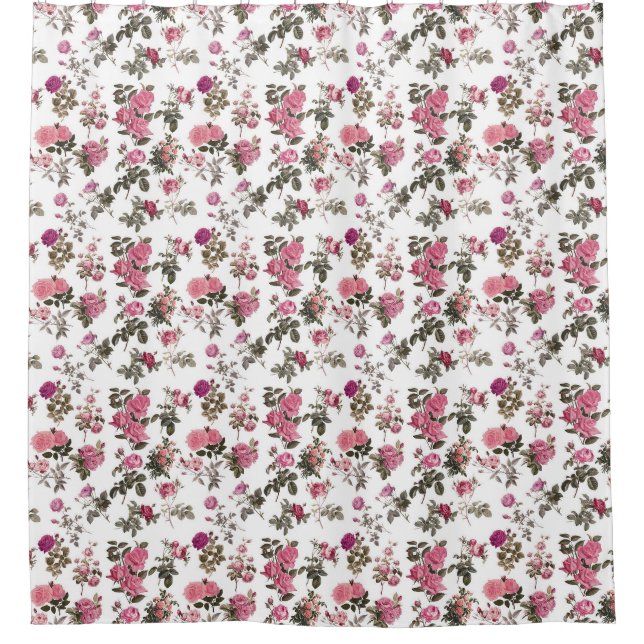 Antike rosa Rosen Duschvorhang (Vorderseite)