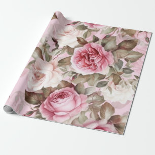 Antike rosa Rosen Geschenkpapier