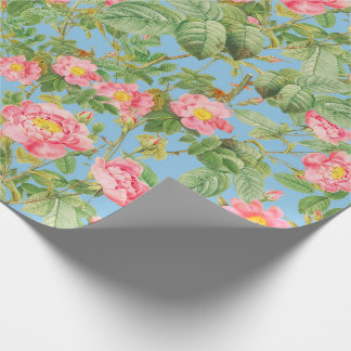 Antike rosa Rosen-Geschenkpapier in Himmelblau Geschenkpapier