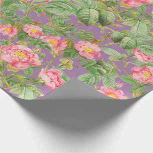 Antike rosa Rosen-Geschenkpapier in lila Purpur Geschenkpapier