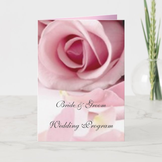 Antike rosa Rosen Hochzeitsprogramm Programm (Vorderseite)
