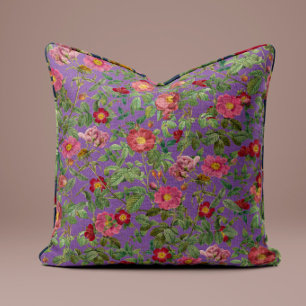 Antike rosa Rosen-Kissen in lila Violett Kissen