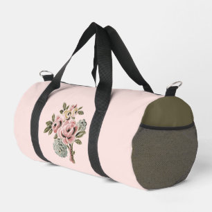 Antike rosa Rosen-Volksbotanik-Blumenstrauß Duffle Bag