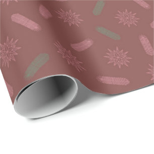 Antike rosa Sterne und Baumschlösser Geschenkpapier