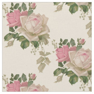 Antike rosa und cremefarbene Rosen Stoff
