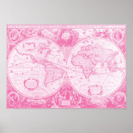 Antike rosa Welt Poster