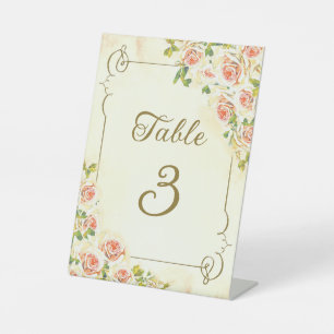 Antike Rose 6 x 8 Tischnummern Pedestelle Zeichen Sockelschild